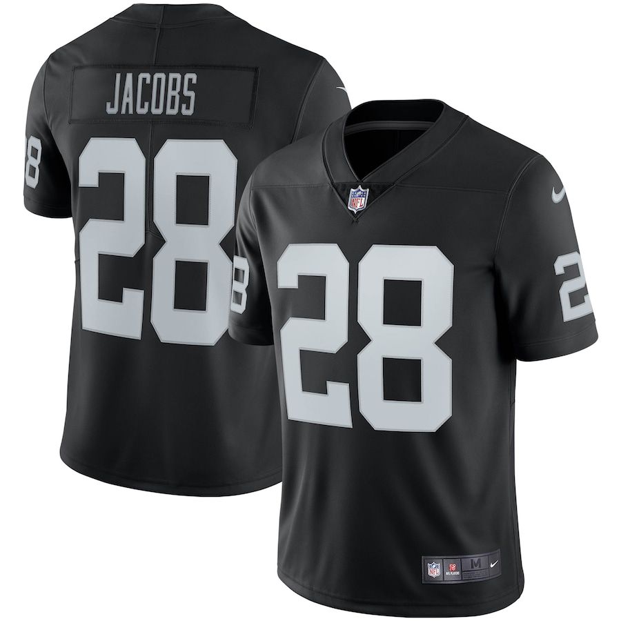 Men Oakland Raiders 28 Josh Jacobs Nike Black Vapor Limited NFL Jersey